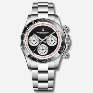 PAGANI DESIGN Men's Quartz Watches Chronograph Sports Wrist Watch with Sapphire Glass Waterproof Stainless Steel Strap Ceramic Bezel