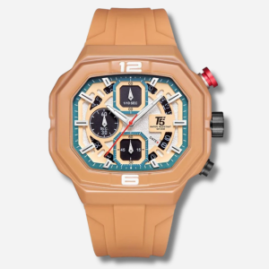 T5 men quartz watch with Brown silicon band chronograph sports watch