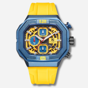 T5 men quartz watch with Yellow silicon band chronograph sports watch