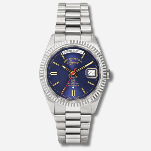 THE CLASSICS AUTOMATIC BLUE ROUND DIAL STAINLESS STEEL WATCH 37MM