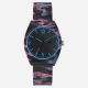 Adidas Pink Camo resin case and strap, black dial, blue markers Unisex Watch (AOST22569)