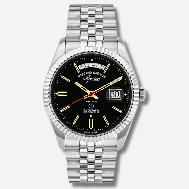 West End Watch Co. Sowar Prima Classic Black Dial 41mm Jubilee Bracelet